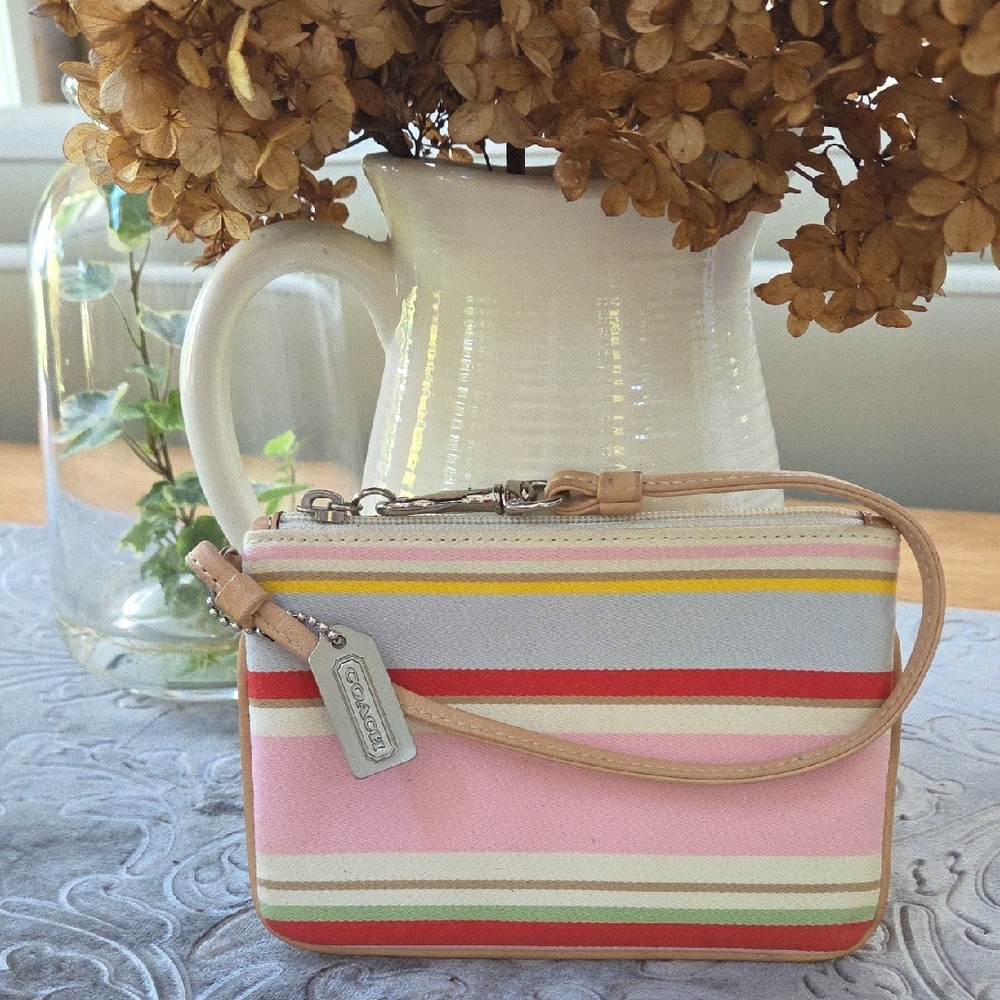 Coach Multicolor Striped Wristlet